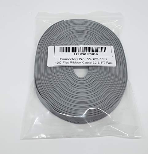 Connectors Pro - 10P 10 Meters Or 33 Feet Roll Idc Silver Flat Ribbon Cable For 2.54Mm Connectors, 10 Wire, 10 Conductors, #TOP1