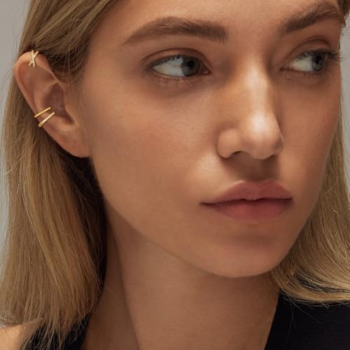 Finrezio 9Pcs Ear Cuffs for Women Non Piercing 18K Gold Plated Cuff Earrings Non Pierced Gold Ear Cuff Clip on Cartilage Earring Adjustable Fake Earrings4