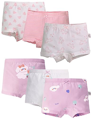 Kiench Girls' Underwear Boyshorts Cotton Panties 6-Pack