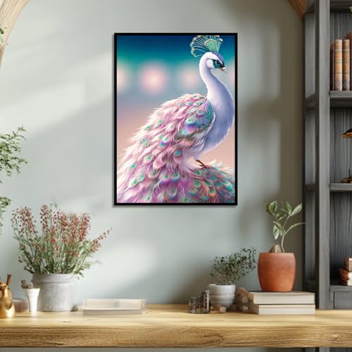 Image of Diamond Paintings Kits for Beginners, Full Round Drill Diamond Arts Kits for Adults, Elegant Peacock Paint by Diamonds, 5D DIY Diamond Painting Dot Gem Art, for Home Wall Decor 12x16 Inch