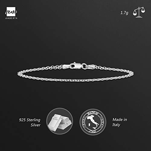 Amberta 925 Sterling Silver 2.2 Mm Bismark Chain Bracelet Length 7" Inch / 18 Cm (7) #TOP4