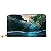 Produktbild JHGFG Mode Handtasche Reißverschluss Brieftasche Tropical Paradise Vorlage Sonnenlicht Ocean Surfing Telefon Kupplung Geldbörse Abendkupplung Blocking Leder Brieftasche Multi Car