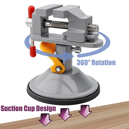 Yakamoz Mini Bench Vise 360 Degree Suction Vise Small Table Vice Clamp Workbench Vise for Jewelry Making DIY Wood Craft Carving Breads Drilling Bed Tool - Image 3