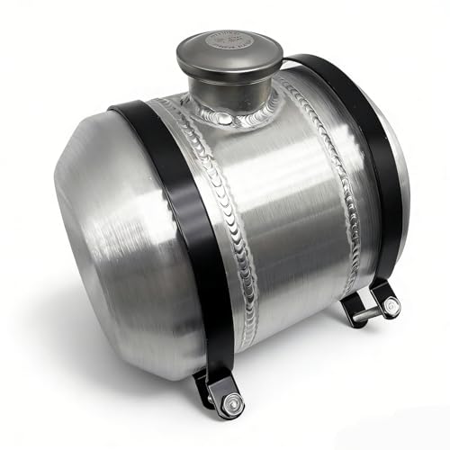 2 Gallons Spun Aluminum Gas Tank 8" x 10" Center Fill 1/4 NPT Outlet, For Go Kart, Lawn Mower, Diesel Heater