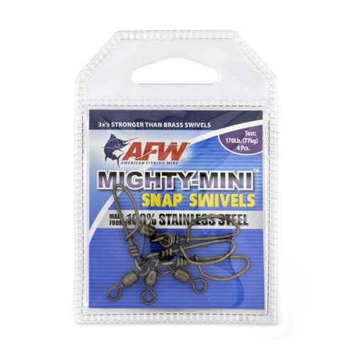 American Fishing Wire Mighty Mini Stainless Steel Snap Swivels, Size #3, 170 lb Test, Gunmetal Black, 4 pc