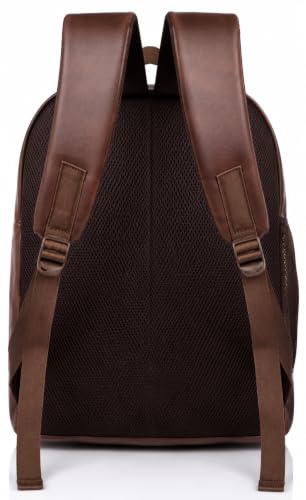 Image of Laptop Backpack for Men & Women, Brown Faux Office Travel Bag, 40L