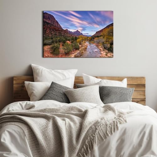 Image of Desert Canyon Landscape Wall Art for Living Room Nature Trees Picture Wall Decor Utah National Park Poster Cliff Scenery Painting USA Western Photo Print Artwork Bedroom Office Home Decorations 24x36 inch