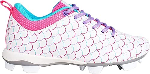 RIP-IT | Chuteira de softbol para meninas | branco, rosa e roxo | Equipamento esportivo juvenil, Bra