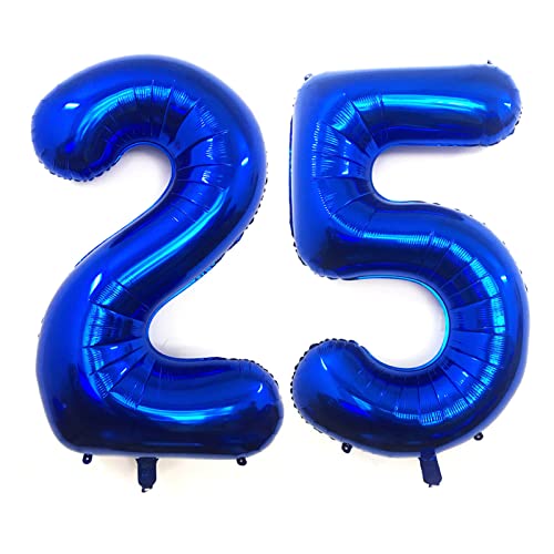 Image of 40 Inch Navy Blue 25 Number Balloons Giant Jumbo Huge 25 or 52 Foil Mylar Helium Number Digital Balloons Dark Blue Birthday Mylar Digital Balloons 25 Birthday Party 25th Anniversary Events Party