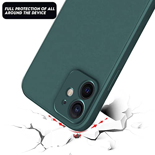Image of Back Case Cover for iPhone 12 Mini Back Cover Case Camera Protection Soft Liquid Silicone Protective Back Cover Designed for iPhone 12 Mini (Green)