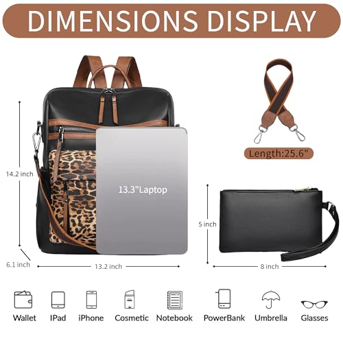 Image of Dora & Liz Womens Backpack Purse Leather Backpack Purse for Women Travel Fashion Backpack Designer Ladies Shoulder Bags