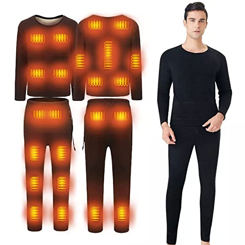 YFDHEUP USB Heated Thermal Underwear Set with 22 Heating Zone, APP Control Temperature Warm Tops Pants for Women's and Men's,Large,Men's