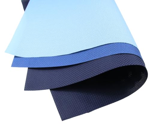 Image of KCS 3 pc of 15 inch x 18 inch(38cmx45cm) 11 Count Cross Stitch Cotton Aida Cloth Needlework Rolled Fabric Box,11CT,Light Blue+Jeans Blue+Navy Blue