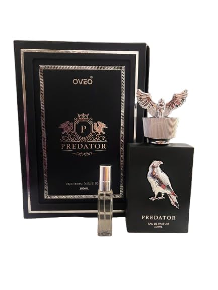 Image of FRASIYON OVEO Predator Parfum Black for Men | 100ml - Long Lasting Luxury Fragrance with Bold Masculine Scent | Includes Free Travel Spray