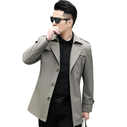Trench court homme kaki à simple boutonnage veste printemps style british élégant
