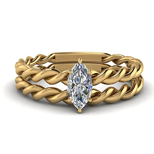 Juego de novia solitario marquesa chapado en oro para regalo de aniversario en tallas 47 a 70 1