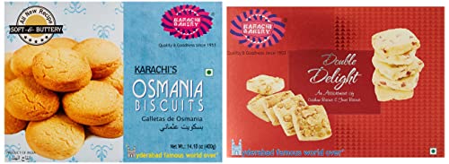 Image of Karachi Bakery Osmania Biscuits, 400 Gram, Double Delight Fruit Biscuit With Cashew, 400 Gram