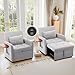 COLAMY Convertible Sleeper Chair-Fabric Futon Sofa Bed, Single Sleeper Sofa, Small Couch Bed with USB Port, Removable Pillow, Adjustable Backrest for Dorm/Bedroom/College Lightgrey
