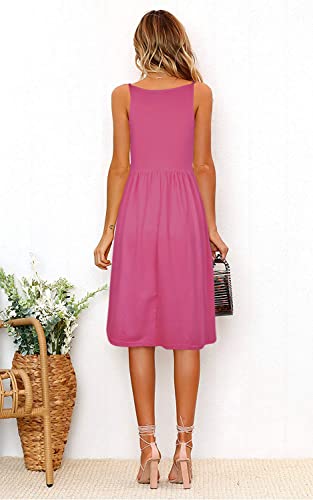 Image of FANCYINN Womens Tie Front Button Down A-Line Dresses Summer Spaghetti Strap Midi Dress Floral Prints