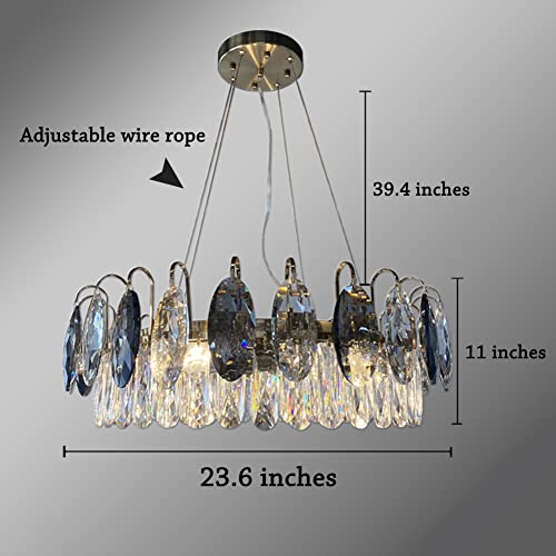 Fine Maker Modern 3-Tier K9 Crystal Chandelier Light Fixture, Luxury Gold Round Crystal Chandeliers Lighting, Adjustable Height High Ceiling Light For Living Room Dining Room Bedroom 23.6 Inch… #TOP4