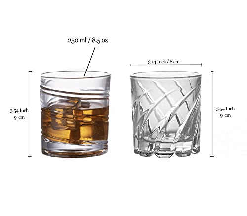 Rolato Whiskey Glasses Set Of 2,10Oz Glass Beverage Cups, European Manufacturing Process，Rocking Whiskey,Premium Barware Glassware,Perfect For Whiskey,Rum(Ring Style) #TOP1