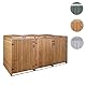 XL 3er-/6er-Mülltonnenverkleidung HWC-H74, Mülltonnenbox, erweiterbar 126x238x98cm Holz FSC® - braun