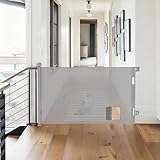 homewell 150cm Treppenschutzgitter Ausziehbare für Babys, Türschutzgitter mit Katzenklappe, Türschutz für Treppen/Türen/Innen & Außen, Einhändig Bedienbar