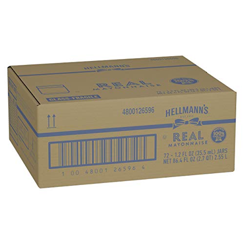 Hellmann's Real Mayonnaise Mini Jars Made With 100% Cage Free Eggs, Gluten Free, 1.2 Oz, Pack Of 72 #TOP4