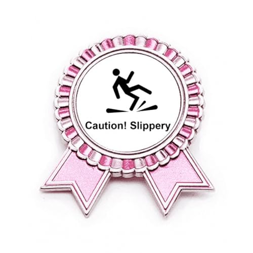 Achtung Glisch Schwarz Symbol Abzeichen Brosche Pin Pink Sieger Preis Medaille, Medium, Metall, Medium, Metall