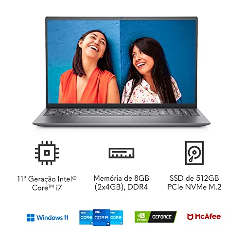 Notebook Dell Inspiron 15 i1101-M50S 15.6” Full HD 11ª geração Intel Core i7 8GB 512GB SSD NVIDIA Geforce Windows 11 3 41TKfl985QL