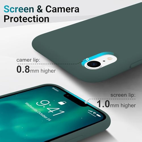 Image of VONZEE Microfiber Candy Case Compatible for iPhone Xr 6.1 inch, Shockproof Slim Back Cover Liquid Silicone Case - Dark Green