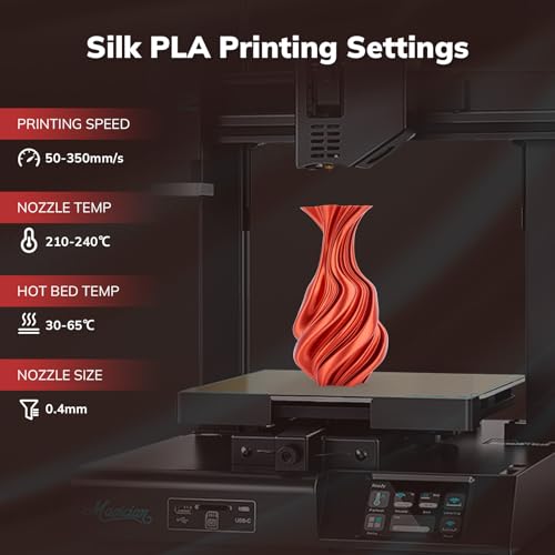 Image of AMOLEN Silk PLA 3D Printer Filament, Shiny Silk Red Copper PLA Filament 1.75mm, High Speed 3D Printing PLA Filament for Most 3D Printer, 1kg Spool(2.2lbs)