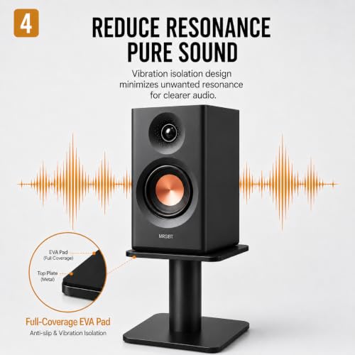 Desktop Speaker Stands Pair for 2-4 Inch Studio Monitors, Computer Speakers, Heavy-Duty Steel Speaker Stands with Built-In Cable Management for Gaming, Home Studio, Creator Setups, Support up to 33lbs — view 5