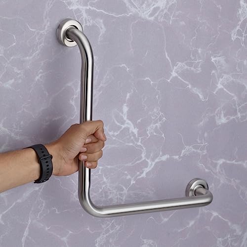 Image of Plantex L-Shape Toilet Support for Elderly People /Wall-Mounted Safety Handle Made of Stainless Steel - Pack of 2 (Chrome)