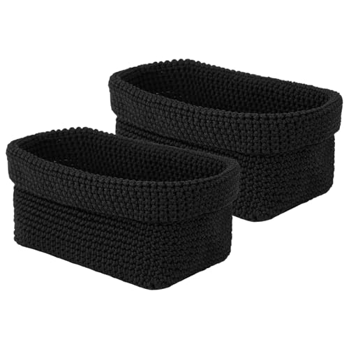 Lvjkes Aufbewahrungskorb, 2 Stück Häkelkorb, Falten Korb für gästehandtücher, Geeignet für die Aufbewahrung zu Hause - 21cmx13cmx15.5cm