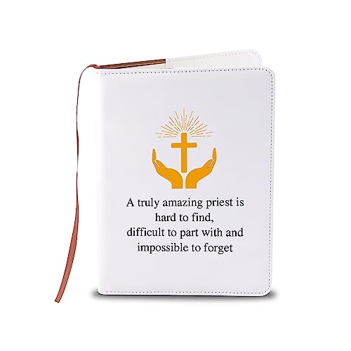 Carnet de notes en cuir pour prêtre catholique pour organiser vos écrits religieux beige