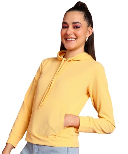 Image of POPWINGS Casual Solid Hooded Pocket Sweatshirt for Women || Women Sweatshirts Casual Wear ||Stylish Western Winter Wear Sweatshirts for Women