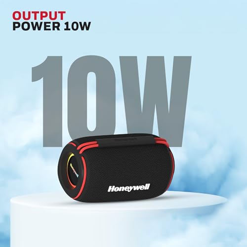 Image of Honeywell Suono P310 Bluetooth 6.0 Speaker, 10W, Deep Bass Dual Radiators, 12H Playback, IPX6, Dual Speaker Pairing, RGB Lights, USB /AUX /SD, Type-C Charging, Built-in Mic, 2yr Manufacturer Warranty