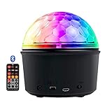 ♬ 【Erstaunliche visuelle Wirkung】Der LED Disco Licht partybeleuchtung hat 9 Beleuchtungsfarben 7 Schöne Lichteffekte 3 Beleuchtungsmodi (JUMP / FLASH / SOUND). Die Lichteffekte in einem dunklen Raum sind sehr cool, musikgesteuertem Farbwechsel, wechseln licht und geschwindigkeit in abhänigkeit des songs. Hat An-/Aus-Schalter Knöpfe und Fernbedienung.