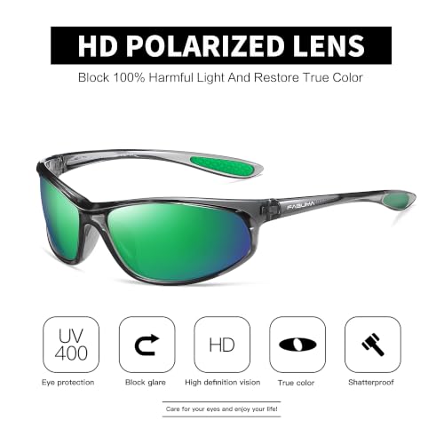 Image of FAGUMA Polarized Sports Sunglasses For Men UV400 Protection | Cycling Driving Fishing