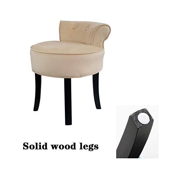 Low Back Bedroom Chair Wood Stool Dressing Table Fabric Stool Fabric Dressing Table Chair, Small Guest Bedroom Chair - Image 4