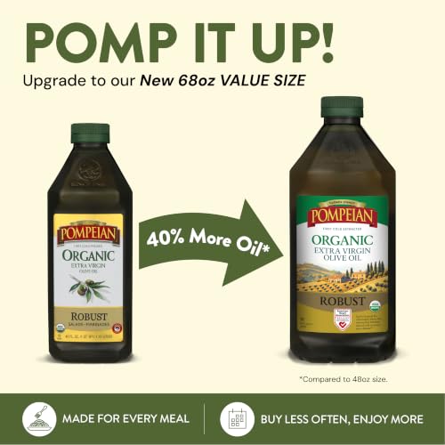 Pompeian Smooth Extra Virgin Olive Oil - 68 fl oz (2 L) First Cold Pressed Olive Oil for Cooking - Smooth Taste for Sauteing, Stir-Frying, and Baking - Value Size - Image 4