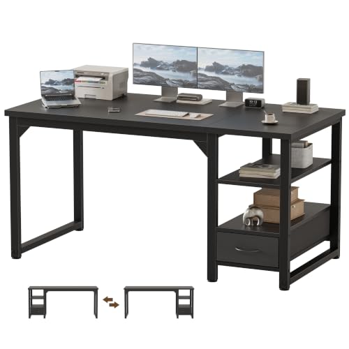 Image of Mericonia 54 in Computer Desk with Drawer, 1 inch Thick Reversible Office Desk