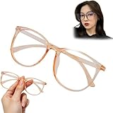 Black Plastic Light Glasses,Oversize retro Blue Light BlockingGlasses Round Nerd Eyeglasses,Computer ReadingGlasses for Women