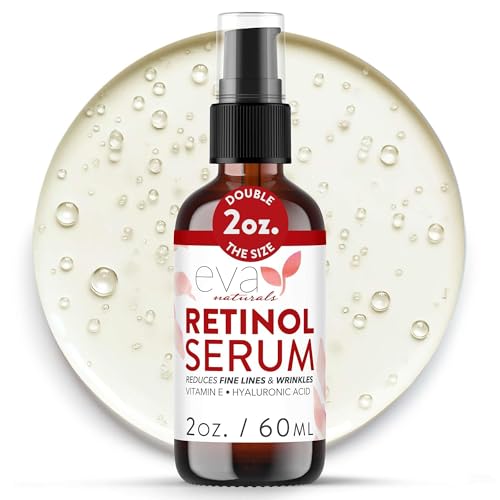 Eva Naturals Retinol Serum for Face – Anti Aging Night Serum with Hyaluronic Acid, Vitamin E,...