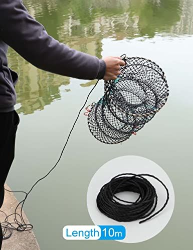Hlotmeky Crab Trap Minnow Trap Fishing Bait Traps With 10M Hand Rope, Folded Lobster Crawfish Fishing Net Trap #TOP5