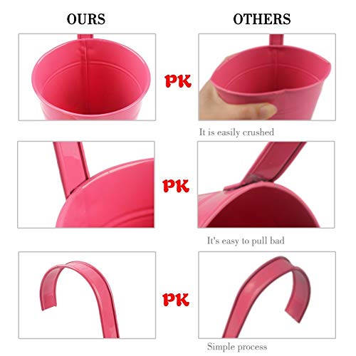 10 Pcs Hanging Flower Pots, Thickened Metal Iron Wall Hanging Planter Indoor/ Outdoor For Railing Fence Balcony Garden Home Decoration, Multicolor #TOP3