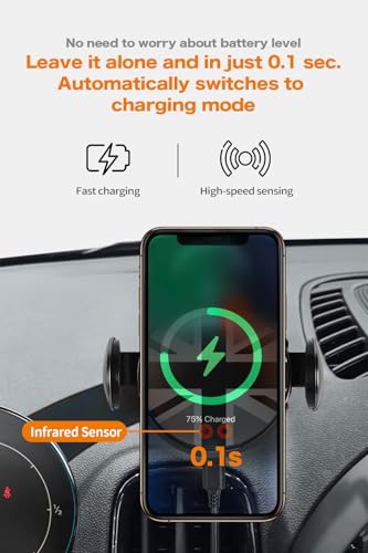 Persevere Car Phone Holder for Mini Cooper F54 F55 F56 F57 Models, Clip-on Phone Mount with Digital Dashboard Models for All 4-6.9 Inches Smartphones (Wireless Open/Close Charging, Right Side)