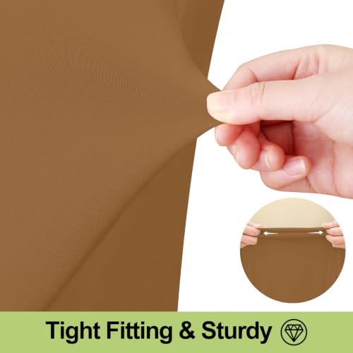 Image of Smiry 2 Pack Spandex Elastic Fitted Table Cloth Skirt for 8FT Table | Stretch Washable Table Cloth, Banquet Table Cover for Wedding, Party, Indoor & Trade Shows, (Brown, 96Lx30Wx30H)