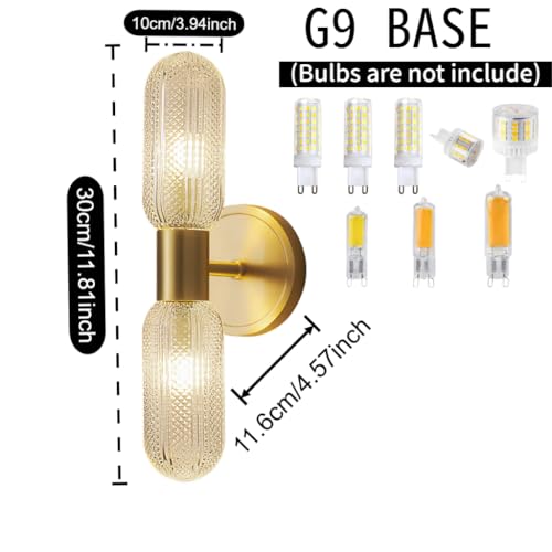 Aplique de pared de cristal y base metálica dorada de 30cm para interiores sofisticados 2